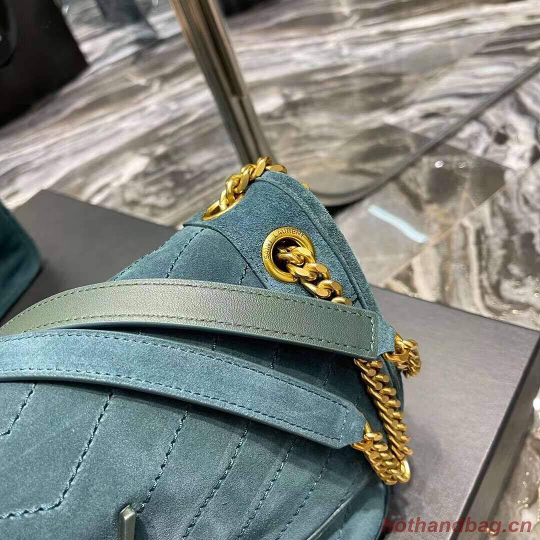 Yves Saint Laurent ENVELOPE MEDIUM BAG IN QUILTED SUEDE Y498004 blue Yves Saint Laurent ENVELOPE MEDIUM BAG IN QUILTED SUEDE Y498004 blue