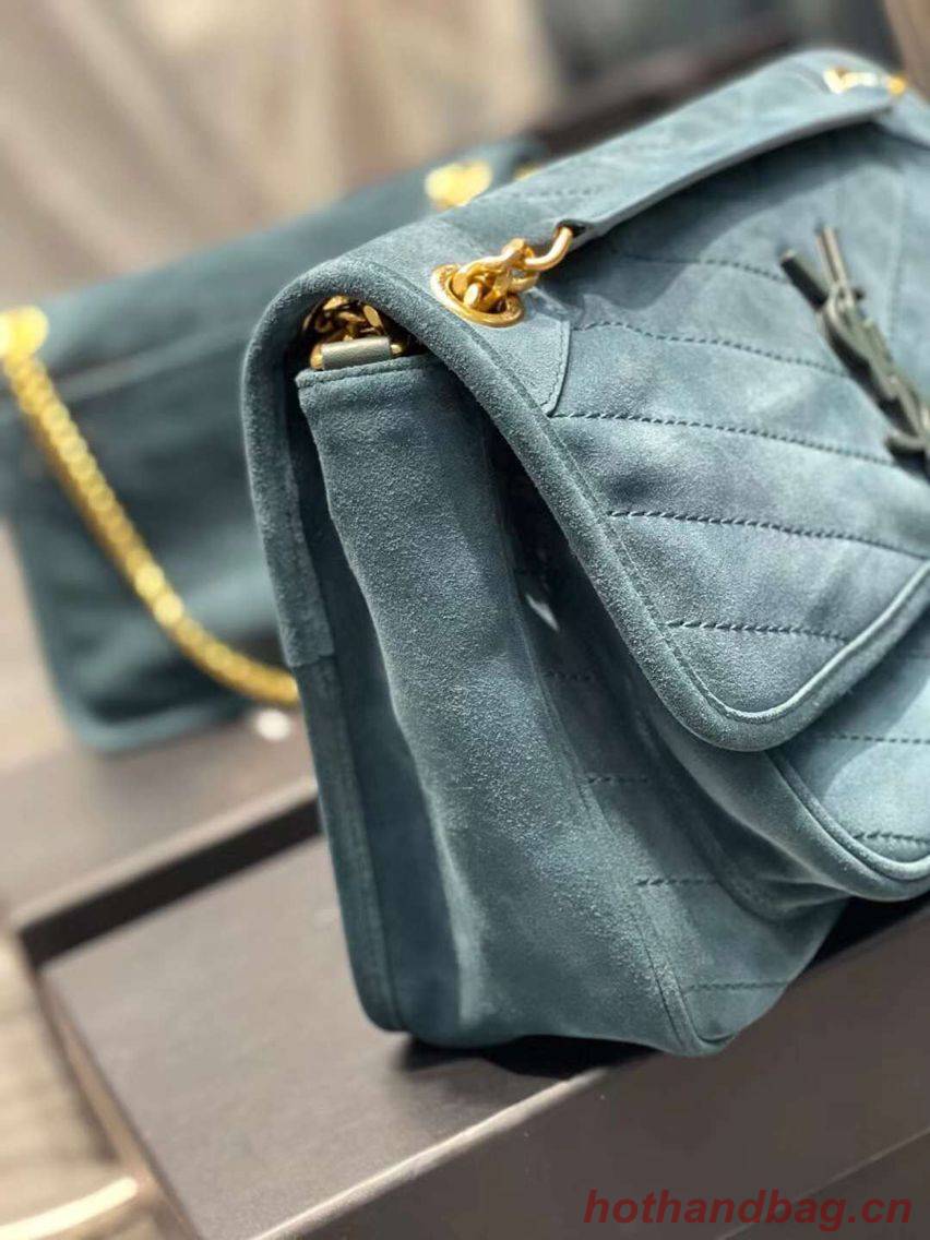 Yves Saint Laurent ENVELOPE MEDIUM BAG IN QUILTED SUEDE Y498004 blue Yves Saint Laurent ENVELOPE MEDIUM BAG IN QUILTED SUEDE Y498004 blue