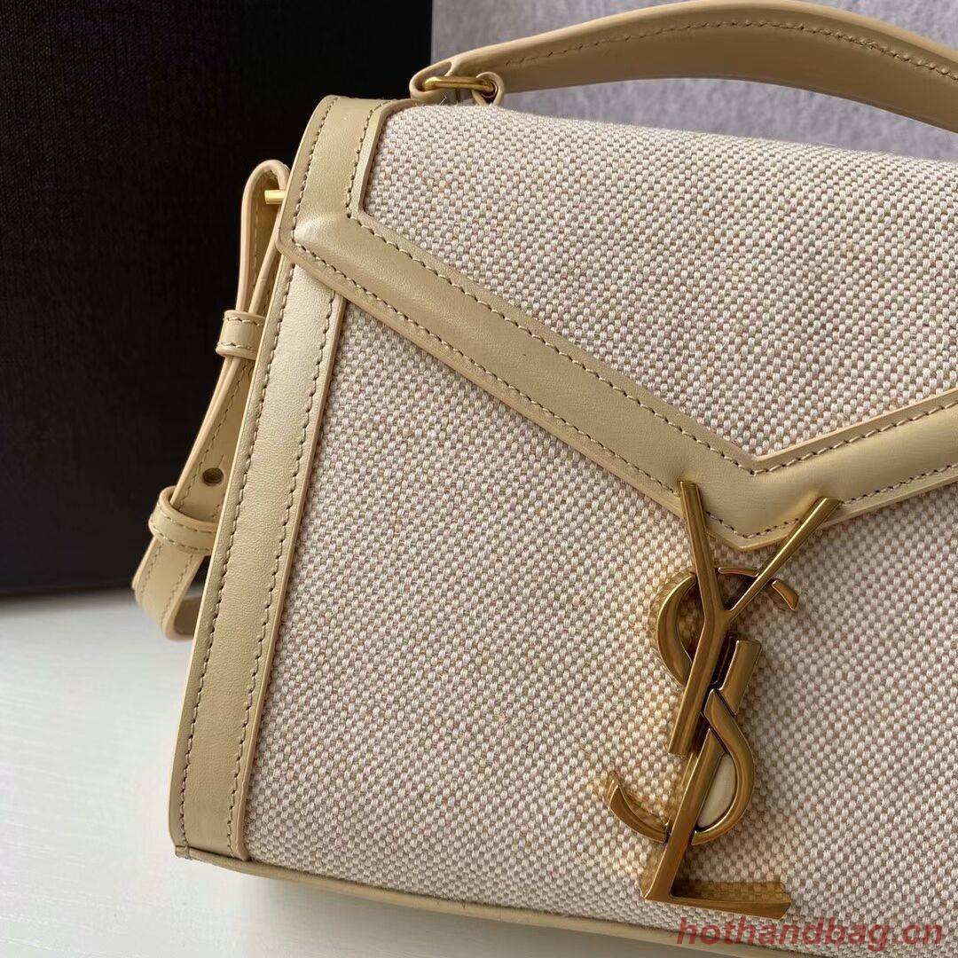 Yves Saint Laurent CASSANDRA SMALL TOP HANDLE IN BRAIDED TWEED Y622061-1 NATURAL BEIGE Yves Saint Laurent CASSANDRA SMALL TOP HANDLE IN BRAIDED TWEED Y622061-1 NATURAL BEIGE