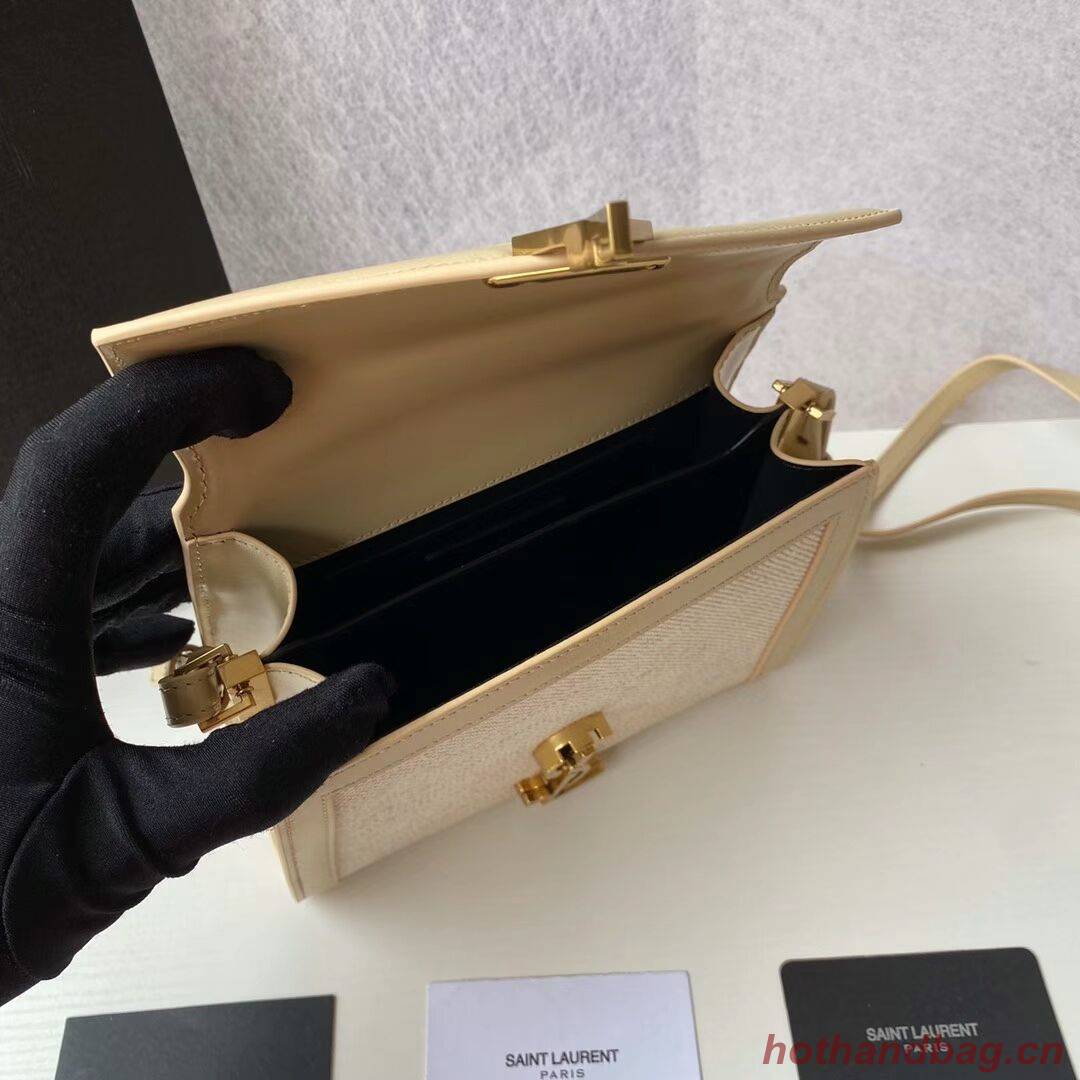 Yves Saint Laurent CASSANDRA SMALL TOP HANDLE IN BRAIDED TWEED Y622061-1 NATURAL BEIGE Yves Saint Laurent CASSANDRA SMALL TOP HANDLE IN BRAIDED TWEED Y622061-1 NATURAL BEIGE