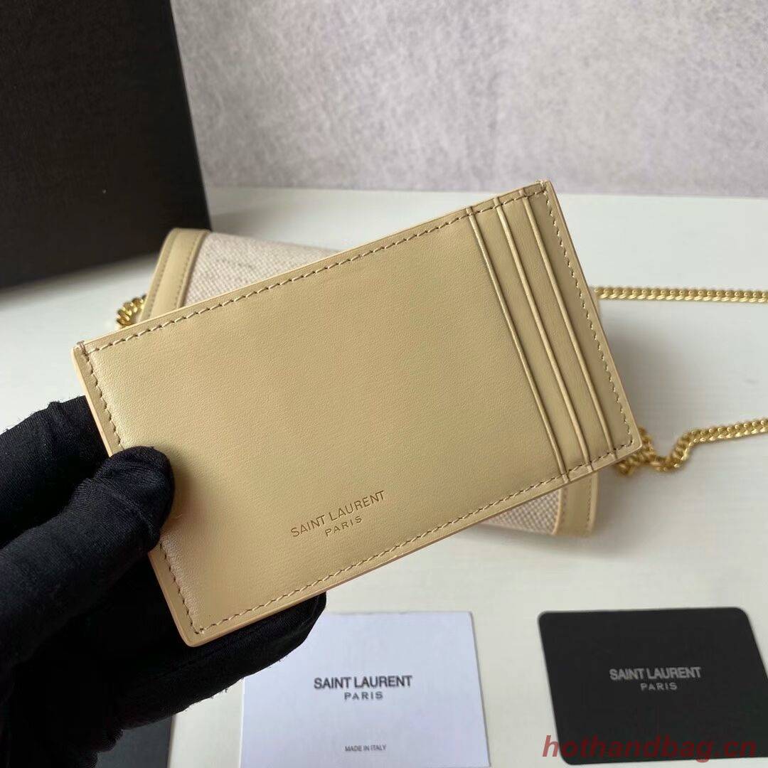 Yves Saint Laurent UPTOWN CHAIN WALLET IN MICRO RAFFIA Y622055 NATURAL BEIGE Yves Saint Laurent UPTOWN CHAIN WALLET IN MICRO RAFFIA Y622055 NATURAL BEIGE