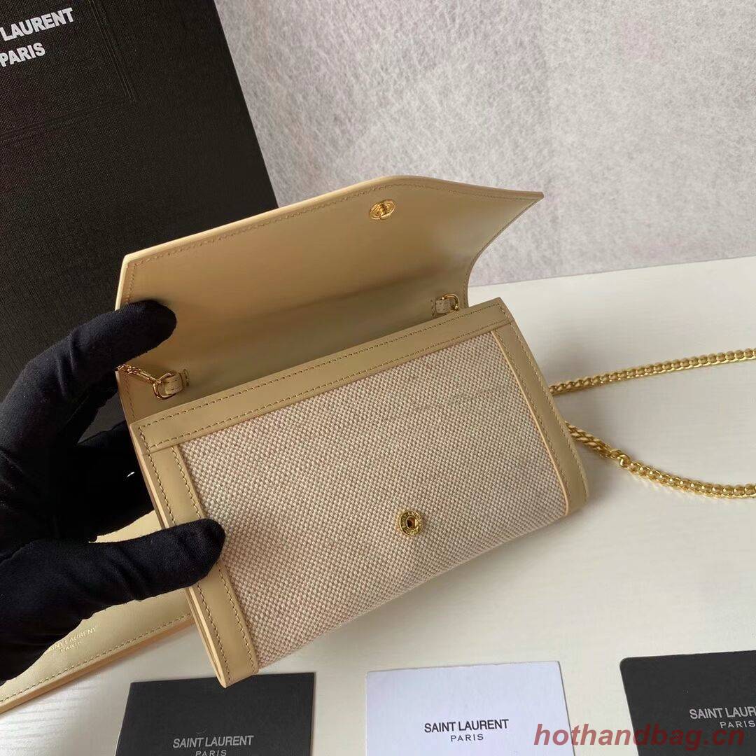 Yves Saint Laurent UPTOWN CHAIN WALLET IN MICRO RAFFIA Y622055 NATURAL BEIGE Yves Saint Laurent UPTOWN CHAIN WALLET IN MICRO RAFFIA Y622055 NATURAL BEIGE