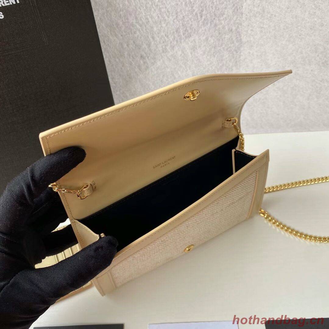 Yves Saint Laurent UPTOWN CHAIN WALLET IN MICRO RAFFIA Y622055 NATURAL BEIGE Yves Saint Laurent UPTOWN CHAIN WALLET IN MICRO RAFFIA Y622055 NATURAL BEIGE