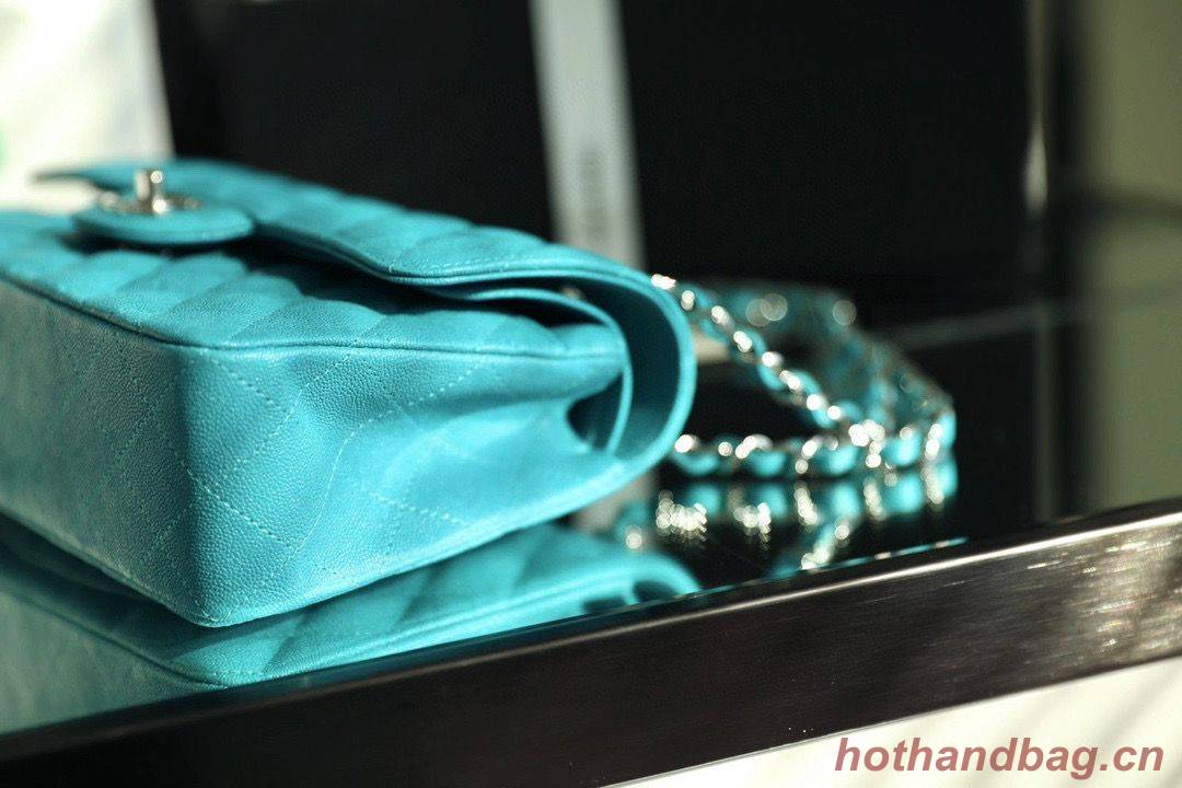 Chanel Small Classic Handbag Grained Calfskin Caviar & silver-Tone Metal A01113 Green Chanel Small Classic Handbag Grained Calfskin Caviar & silver-Tone Metal A01113 Green