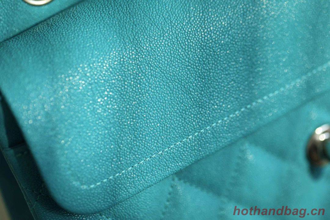 Chanel Small Classic Handbag Grained Calfskin Caviar & silver-Tone Metal A01113 Green Chanel Small Classic Handbag Grained Calfskin Caviar & silver-Tone Metal A01113 Green