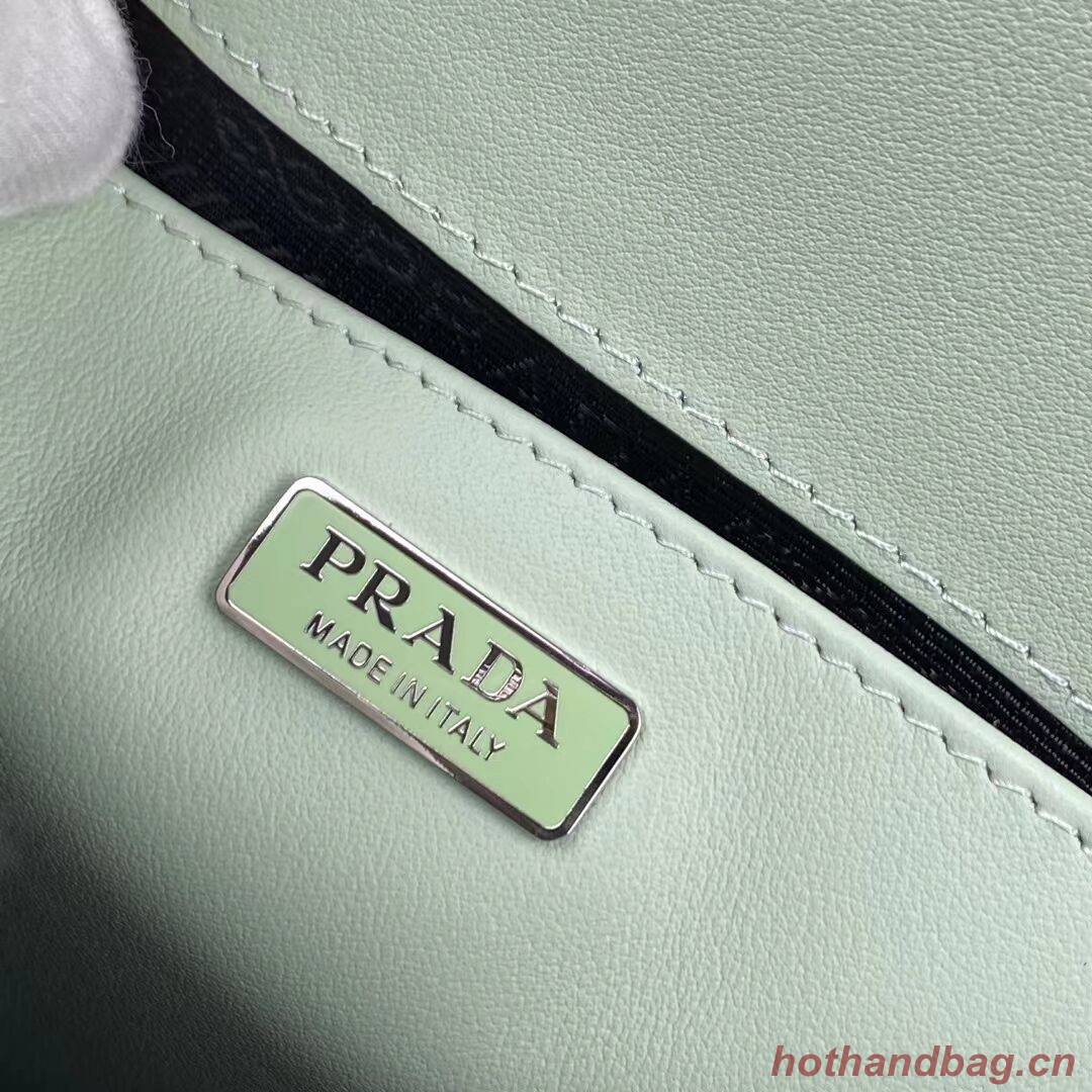Prada Cleo brushed leather shoulder bag with flap 1BH276 green Prada Cleo brushed leather shoulder bag with flap 1BH276 green