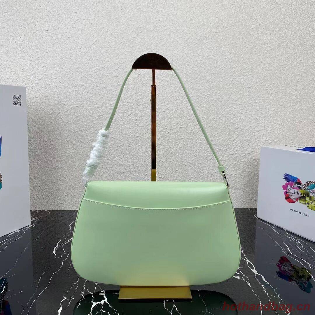Prada Cleo brushed leather shoulder bag with flap 1BH276 green Prada Cleo brushed leather shoulder bag with flap 1BH276 green