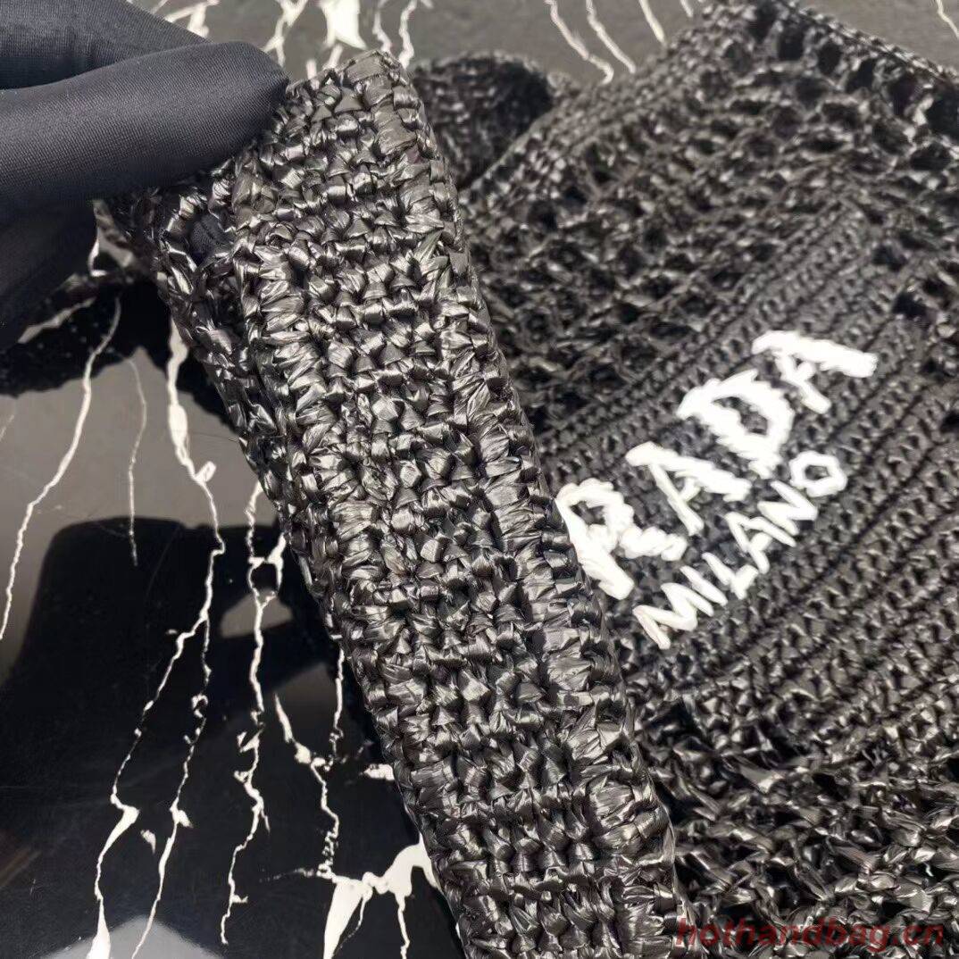 Prada Raffia tote bag 1CH393 black Prada Raffia tote bag 1CH393 black