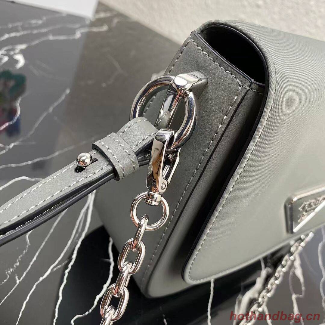 Prada Small brushed leather shoulder bag 1BA263 grey Prada Small brushed leather shoulder bag 1BA263 grey