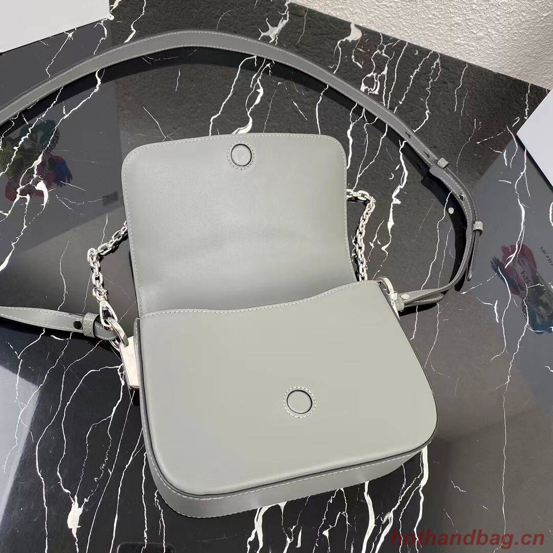 Prada Small brushed leather shoulder bag 1BA263 grey Prada Small brushed leather shoulder bag 1BA263 grey