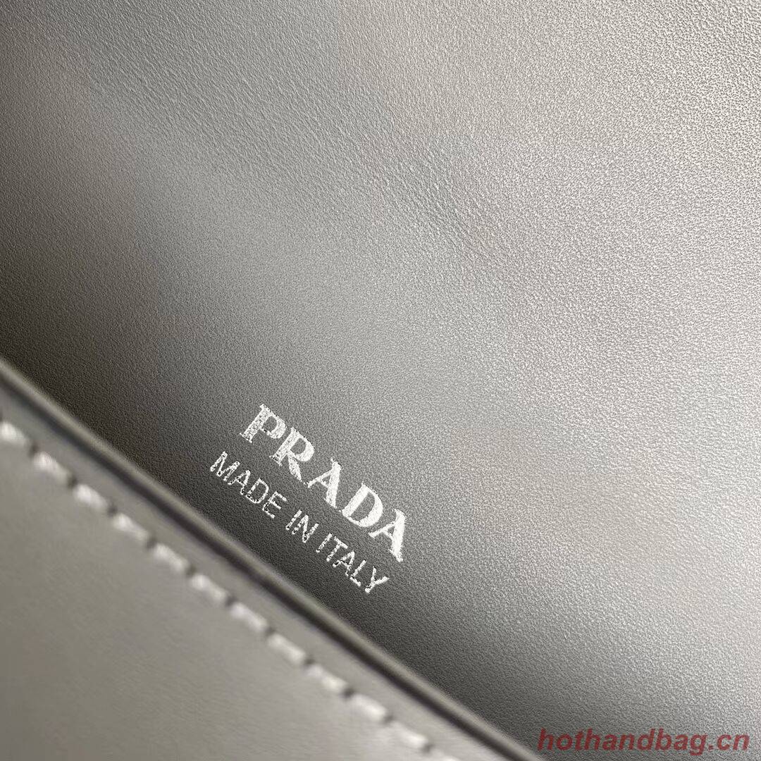 Prada Small brushed leather shoulder bag 1BA263 grey Prada Small brushed leather shoulder bag 1BA263 grey