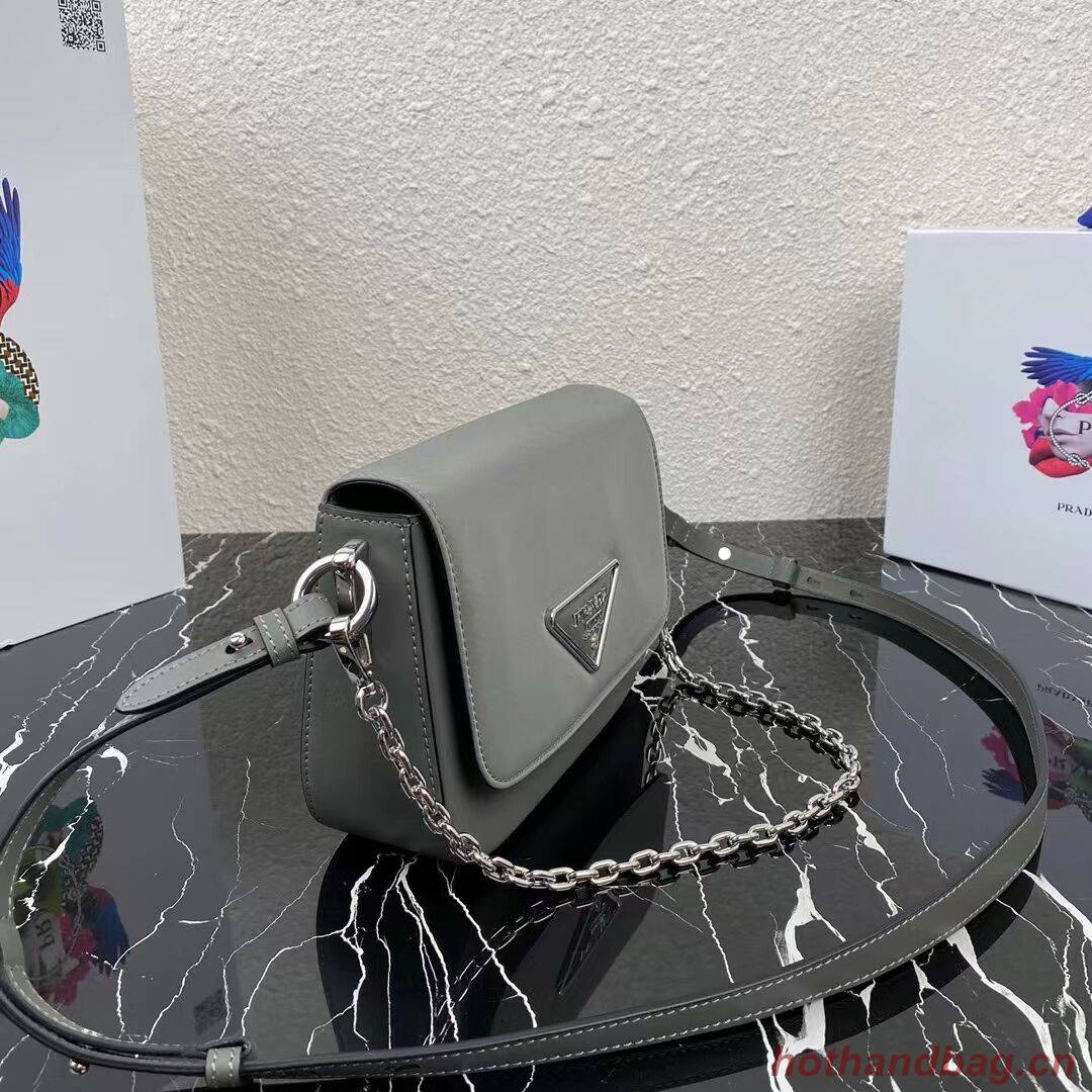 Prada Small brushed leather shoulder bag 1BA263 grey Prada Small brushed leather shoulder bag 1BA263 grey