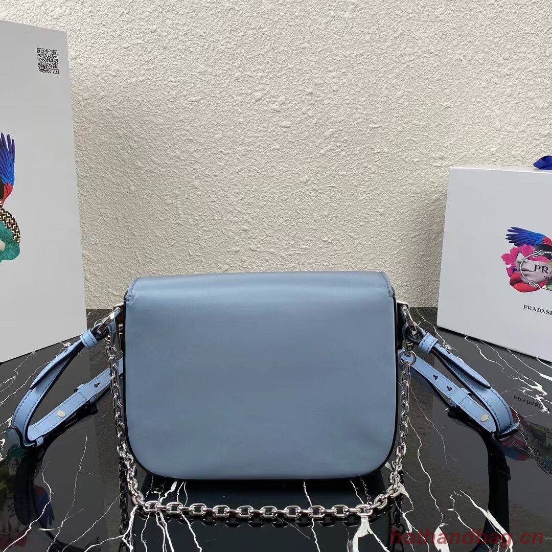 Prada Small brushed leather shoulder bag 1BA263 sky blue Prada Small brushed leather shoulder bag 1BA263 sky blue