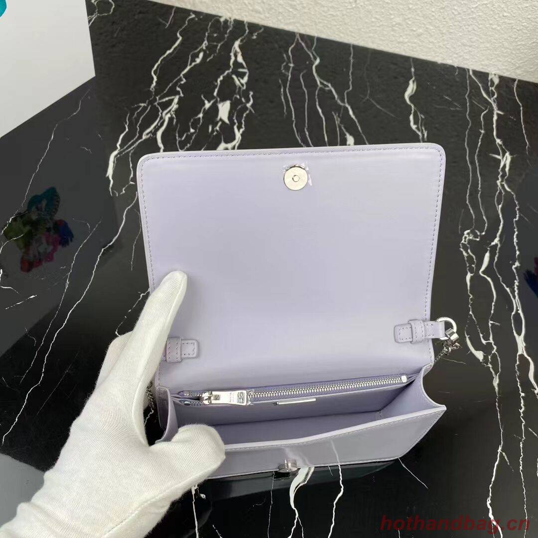 Prada Small brushed leather shoulder bag 1BH307 lilac Prada Small brushed leather shoulder bag 1BH307 lilac