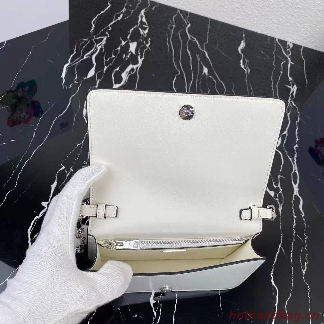 Prada Small brushed leather shoulder bag 1BH307 white Prada Small brushed leather shoulder bag 1BH307 white