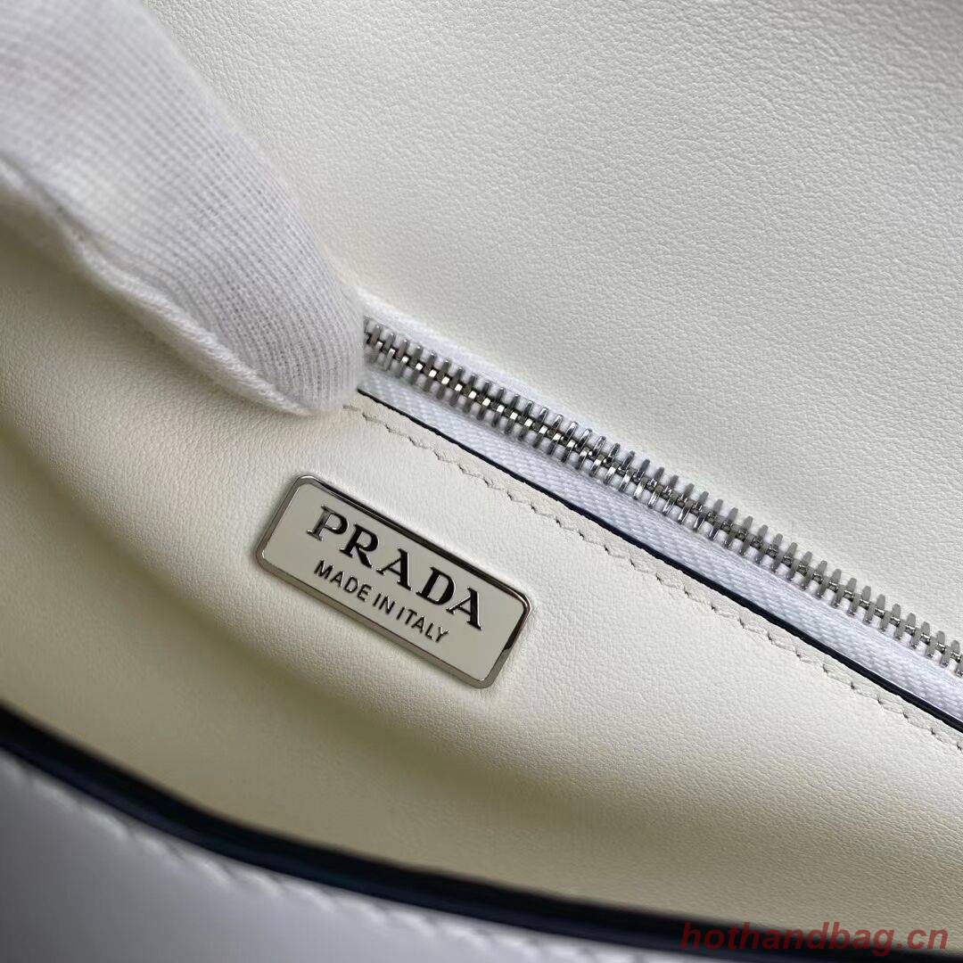 Prada Small brushed leather shoulder bag 1BH307 white Prada Small brushed leather shoulder bag 1BH307 white