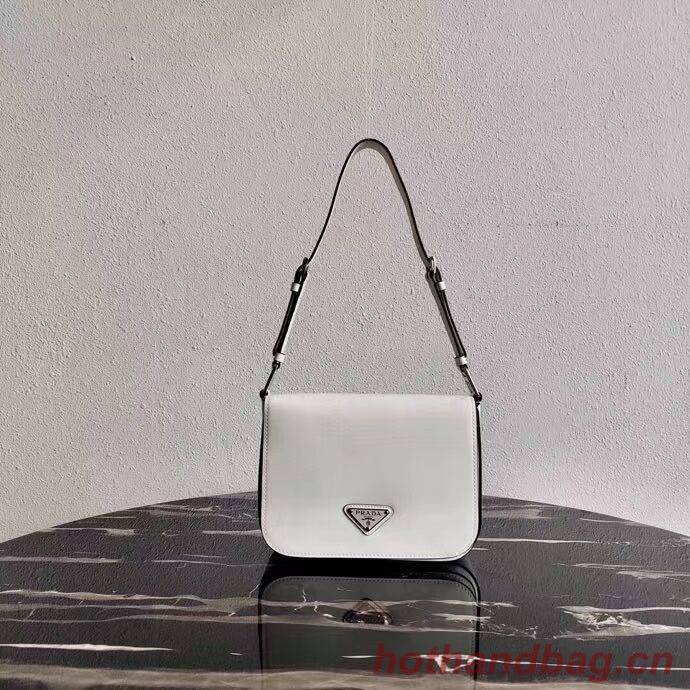 Prada Small brushed leather shoulder bag 1BH308 white Prada Small brushed leather shoulder bag 1BH308 white