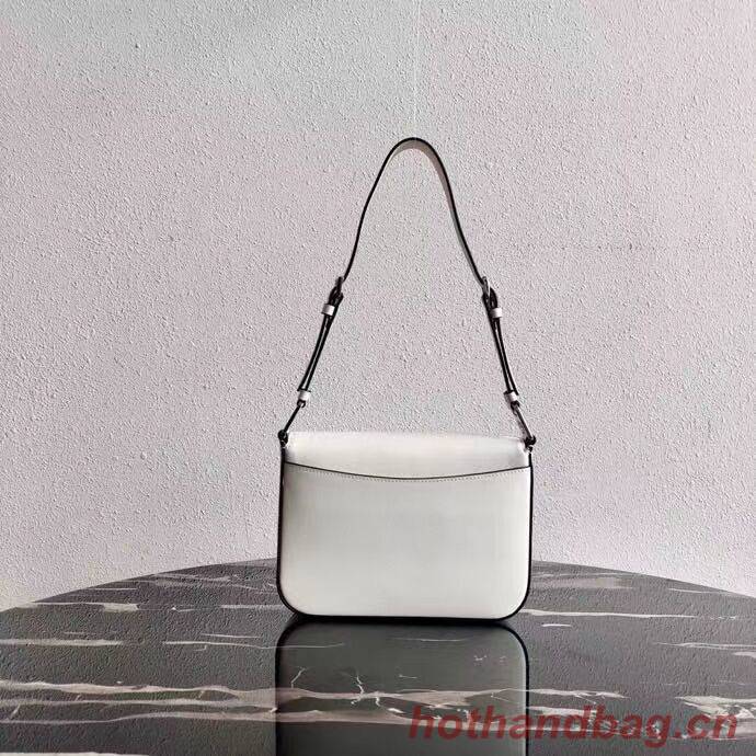 Prada Small brushed leather shoulder bag 1BH308 white Prada Small brushed leather shoulder bag 1BH308 white