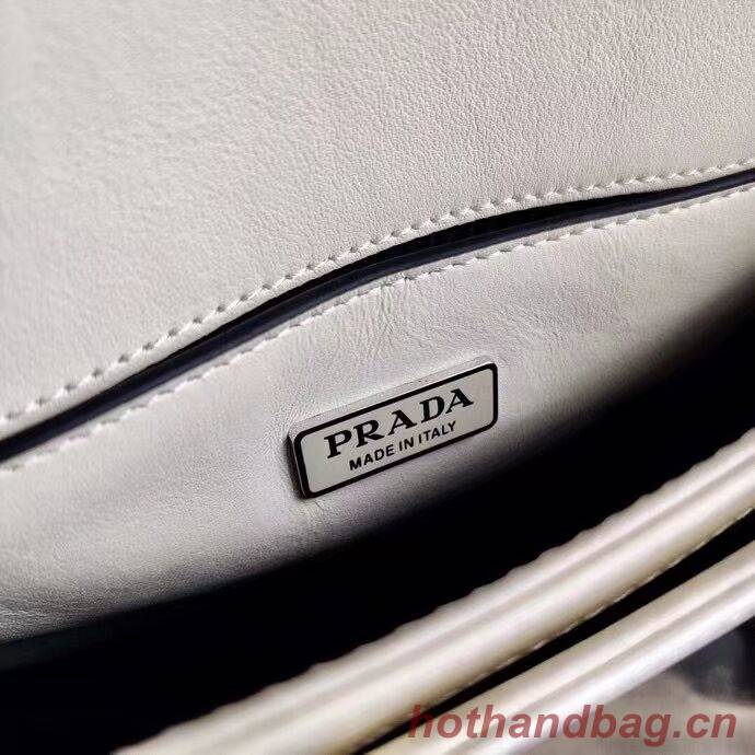Prada Small brushed leather shoulder bag 1BH308 white Prada Small brushed leather shoulder bag 1BH308 white
