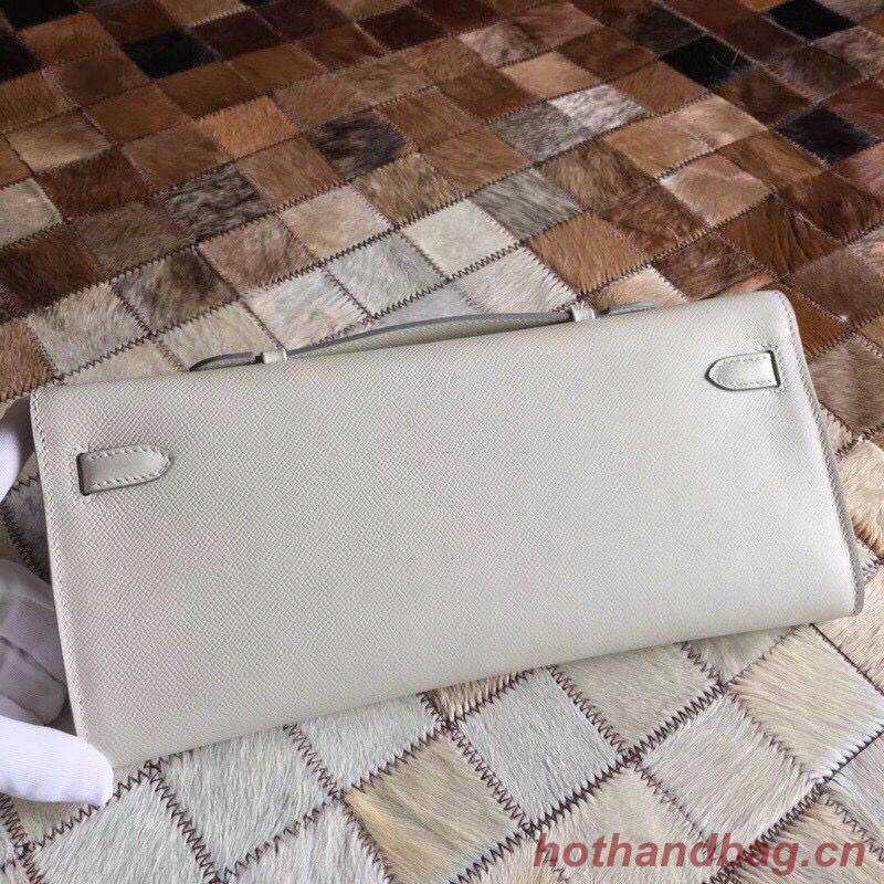 Hermes Kelly 31cm Clutch Original Epsom Leather KL31 White Hermes Kelly 31cm Clutch Original Epsom Leather KL31 White