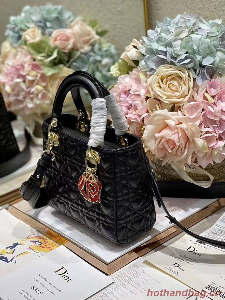 LADY DIOR MY ABCDIOR BAG Cannage Heart Original Lambskin Bag M0539O Black LADY DIOR MY ABCDIOR BAG Cannage Heart Original Lambskin Bag M0539O Black