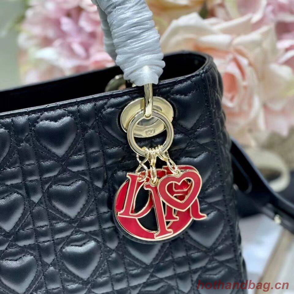 LADY DIOR MY ABCDIOR BAG Cannage Heart Original Lambskin Bag M0539O Black LADY DIOR MY ABCDIOR BAG Cannage Heart Original Lambskin Bag M0539O Black