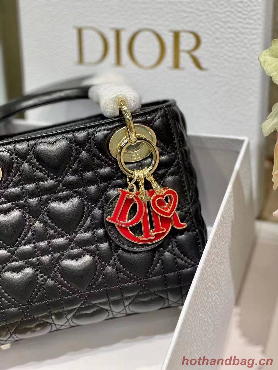 LADY DIOR MY ABCDIOR BAG Cannage Heart Original Lambskin Bag M0539O Black LADY DIOR MY ABCDIOR BAG Cannage Heart Original Lambskin Bag M0539O Black