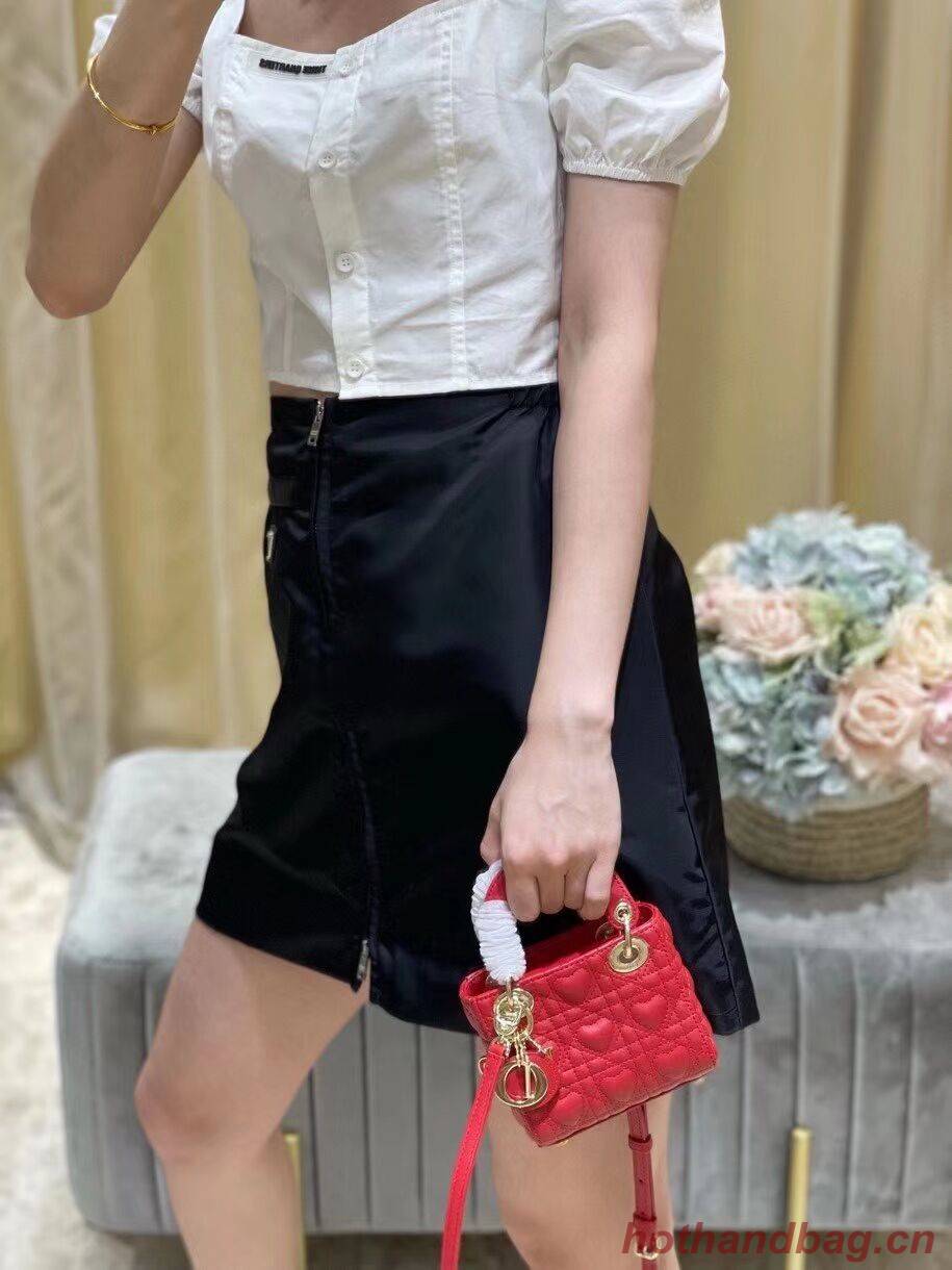 MICRO DIORAMOUR LADY DIOR BAG Bright Red Cannage Lambskin with Heart Motif S0856ON MICRO DIORAMOUR LADY DIOR BAG Bright Red Cannage Lambskin with Heart Motif S0856ON