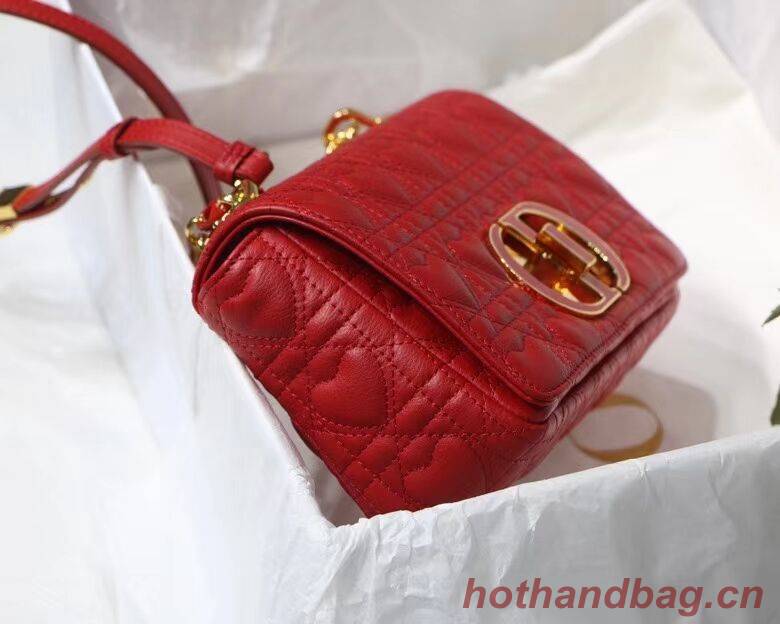 SMALL DIORAMOUR DIOR CARO BAG Cannage Calfskin with Heart Motif M9241WN RED SMALL DIORAMOUR DIOR CARO BAG Cannage Calfskin with Heart Motif M9241WN RED