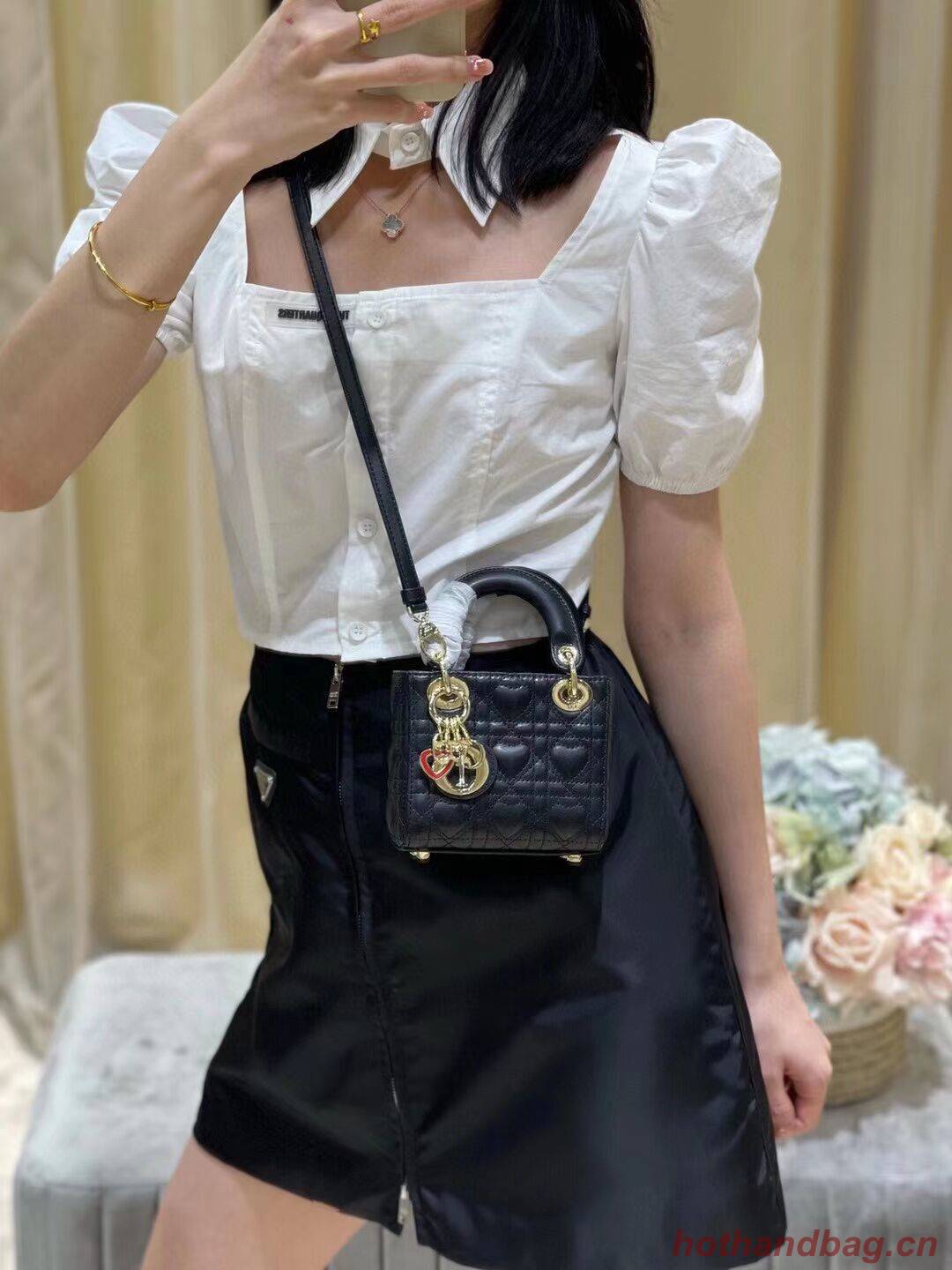 MICRO DIORAMOUR LADY DIOR BAG black Cannage Lambskin with Heart Motif S0856ON MICRO DIORAMOUR LADY DIOR BAG black Cannage Lambskin with Heart Motif S0856ON