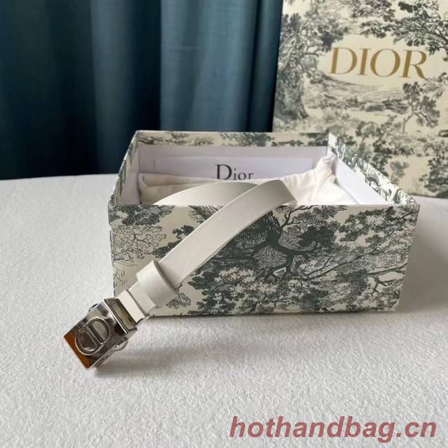 DIOR Leather 17MM Belt B0118UM white Silver Buckle
