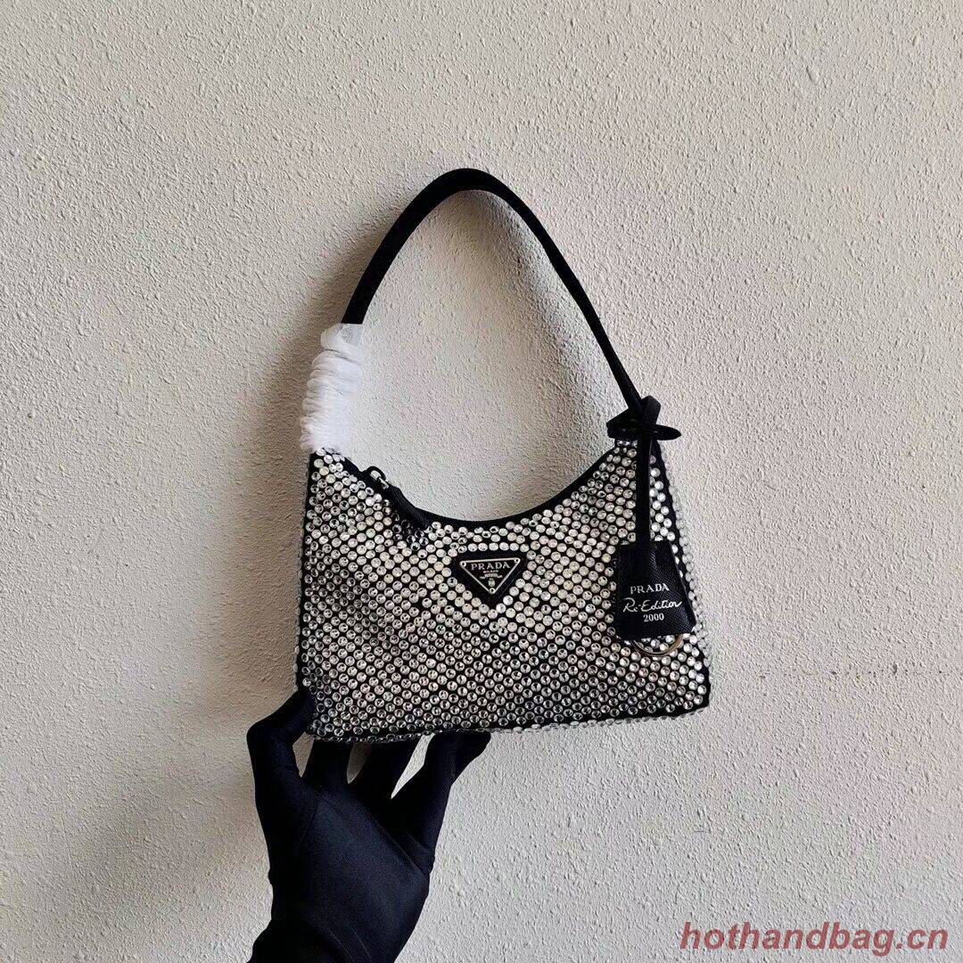 Prada Satin mini-bag with artificial crystals 1BE515Z black Prada Satin mini-bag with artificial crystals 1BE515Z black