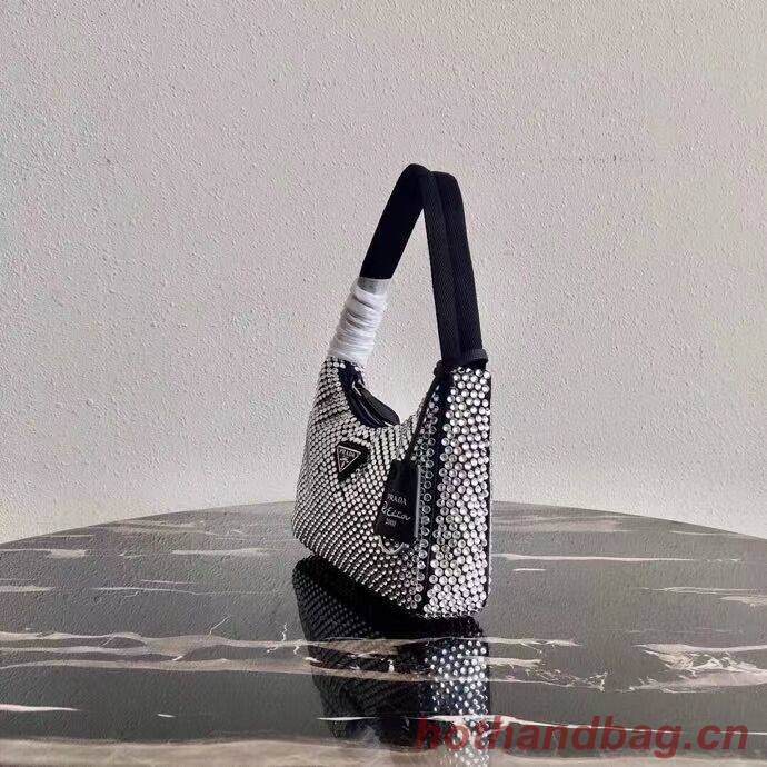 Prada Satin mini-bag with artificial crystals 1BE515Z black Prada Satin mini-bag with artificial crystals 1BE515Z black