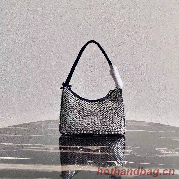Prada Satin mini-bag with artificial crystals 1BE515Z black Prada Satin mini-bag with artificial crystals 1BE515Z black