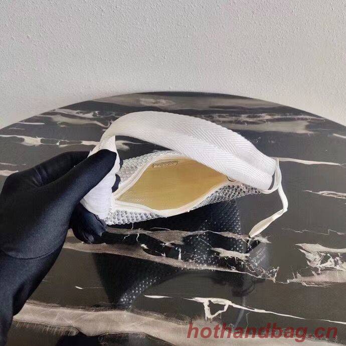 Prada Satin mini-bag with artificial crystals 1BE515Z white Prada Satin mini-bag with artificial crystals 1BE515Z white