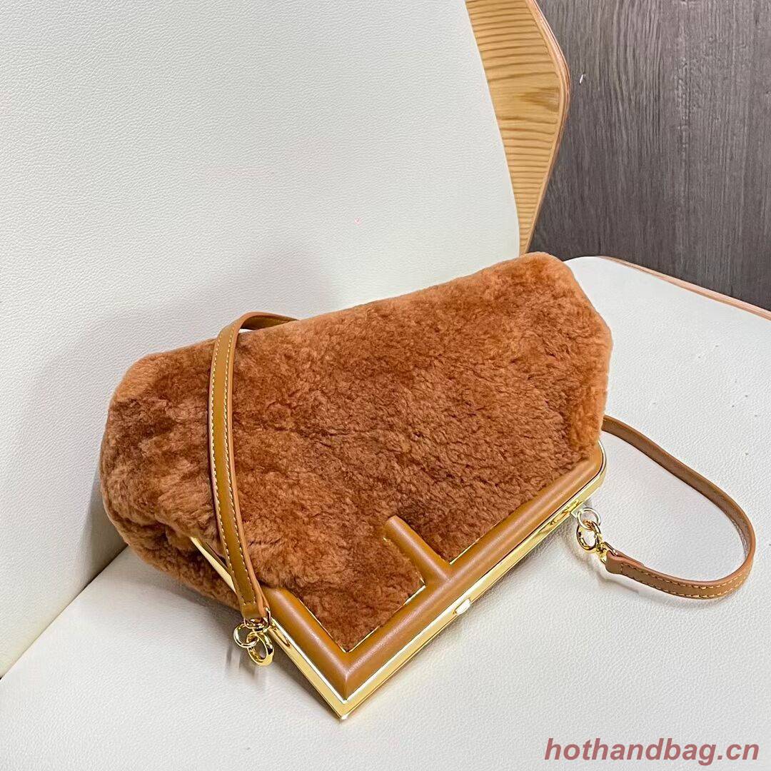 FENDI FIRST SMALL wool sheepskin bag 5FB2217 brown FENDI FIRST SMALL wool sheepskin bag 5FB2217 brown