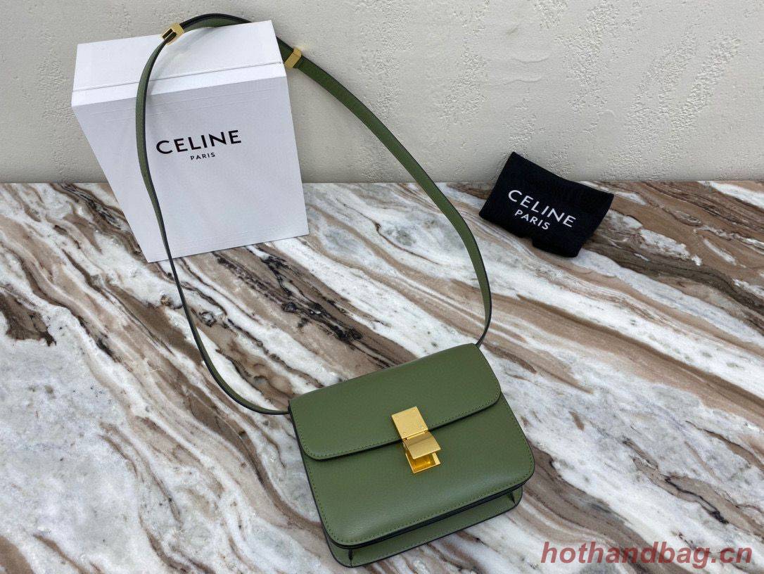 Celine Classic Box Teen Flap Bag Original Calfskin Leather 3379 Green Celine Classic Box Teen Flap Bag Original Calfskin Leather 3379 Green