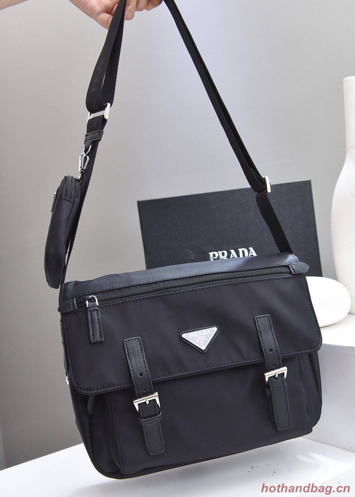 Prada Nylon Flap Messenger shoulder Bag PN1259 Black Prada Nylon Flap Messenger shoulder Bag PN1259 Black