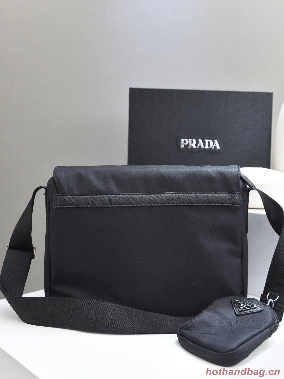 Prada Nylon Flap Messenger shoulder Bag PN1259 Black Prada Nylon Flap Messenger shoulder Bag PN1259 Black