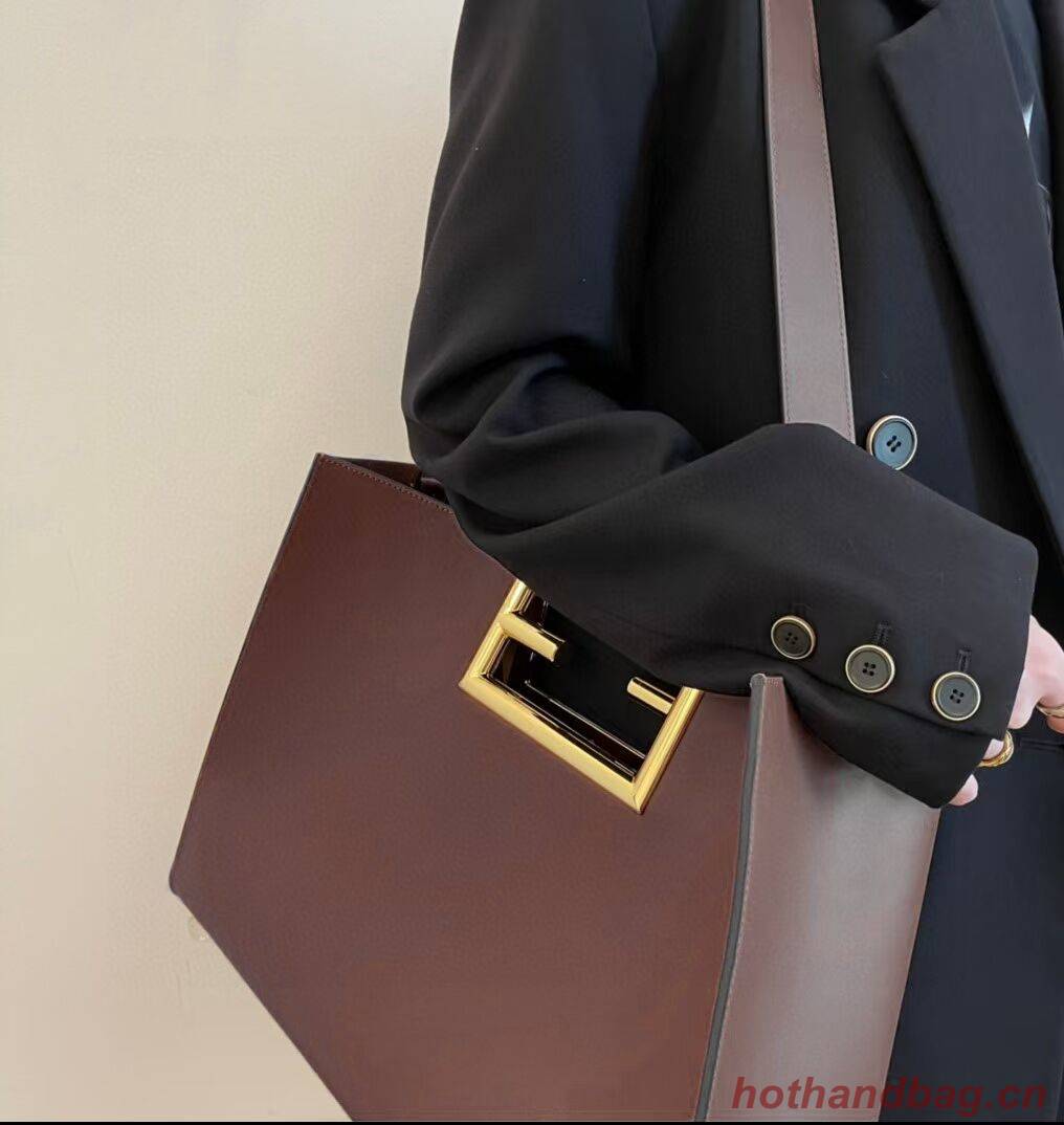 FENDI WAY MEDIUM leather bag 8BH391AAI Dark brown FENDI WAY MEDIUM leather bag 8BH391AAI Dark brown