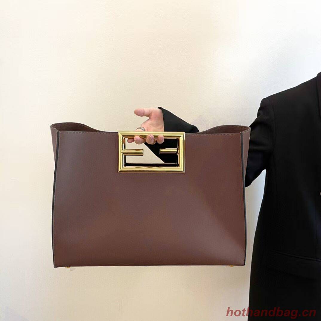 FENDI WAY MEDIUM leather bag 8BH391AAI Dark brown FENDI WAY MEDIUM leather bag 8BH391AAI Dark brown