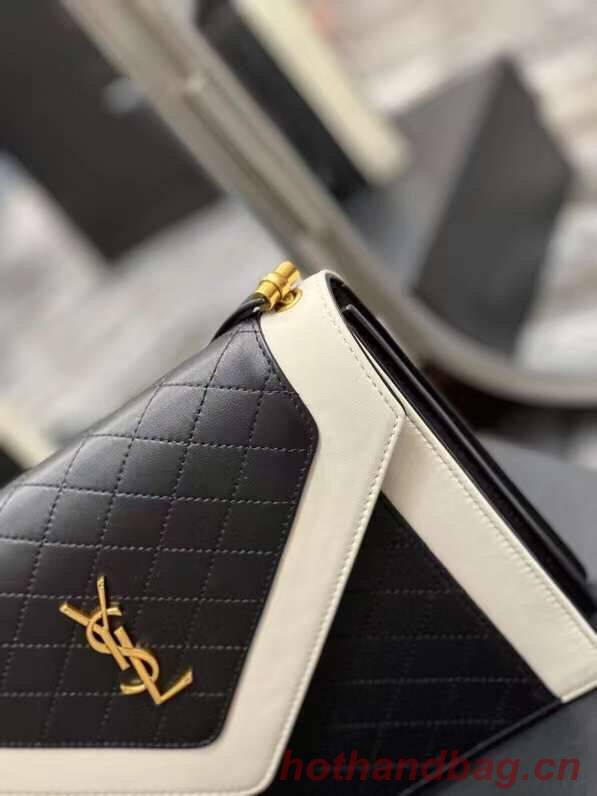 Yves Saint Laurent GABY SATCHEL IN QUILTED LAMBSKIN 6688631 black&white Yves Saint Laurent GABY SATCHEL IN QUILTED LAMBSKIN 6688631 black&white