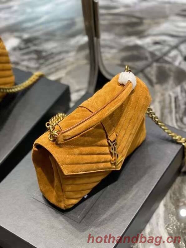 Yves Saint Laurent COLLEGE MEDIUM IN QUILTED SUEDE 600279 brown Yves Saint Laurent COLLEGE MEDIUM IN QUILTED SUEDE 600279 brown