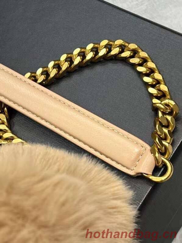 Yves Saint Laurent PUFFER BAG IN MERINO SHEARLING AND LAMBSKIN 179540 NATURAL BEIGE Yves Saint Laurent PUFFER BAG IN MERINO SHEARLING AND LAMBSKIN 179540 NATURAL BEIGE