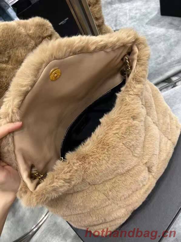 Yves Saint Laurent PUFFER BAG IN MERINO SHEARLING AND LAMBSKIN 179540 NATURAL BEIGE Yves Saint Laurent PUFFER BAG IN MERINO SHEARLING AND LAMBSKIN 179540 NATURAL BEIGE