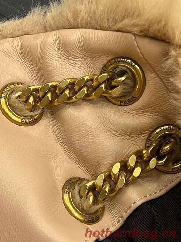 Yves Saint Laurent PUFFER BAG IN MERINO SHEARLING AND LAMBSKIN 179540 NATURAL BEIGE Yves Saint Laurent PUFFER BAG IN MERINO SHEARLING AND LAMBSKIN 179540 NATURAL BEIGE