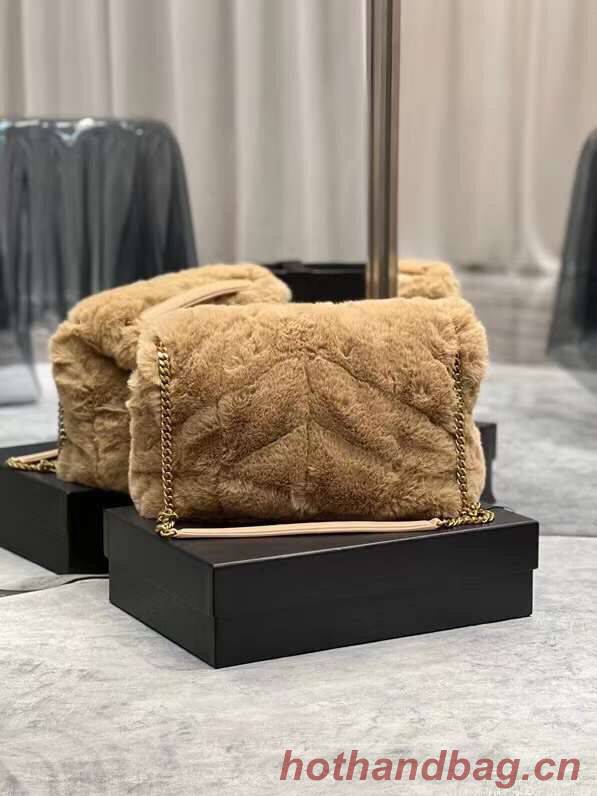Yves Saint Laurent PUFFER BAG IN MERINO SHEARLING AND LAMBSKIN 179540 NATURAL BEIGE Yves Saint Laurent PUFFER BAG IN MERINO SHEARLING AND LAMBSKIN 179540 NATURAL BEIGE