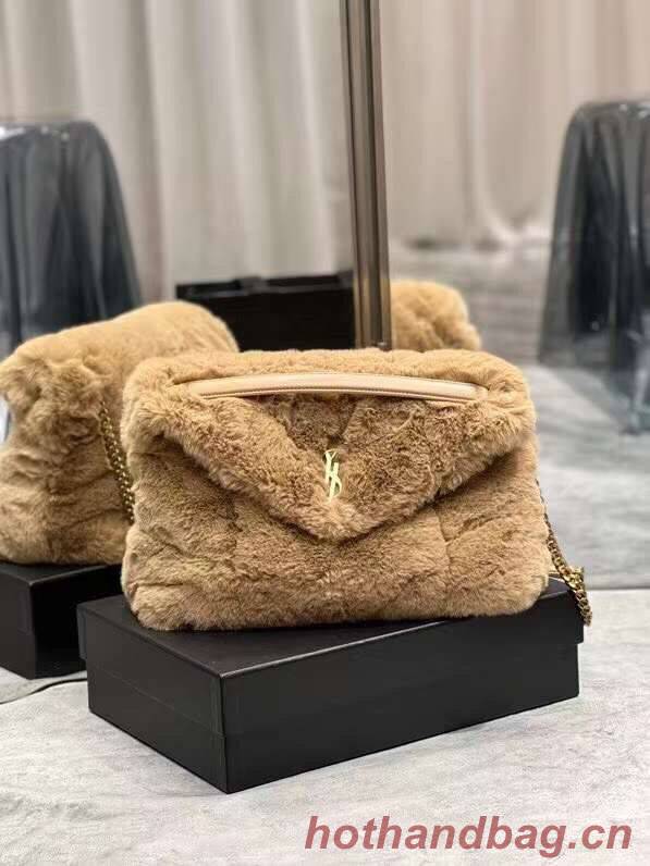 Yves Saint Laurent PUFFER BAG IN MERINO SHEARLING AND LAMBSKIN 179540 NATURAL BEIGE Yves Saint Laurent PUFFER BAG IN MERINO SHEARLING AND LAMBSKIN 179540 NATURAL BEIGE