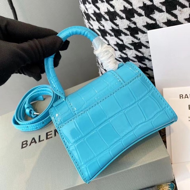 Balenciaga WOMENS HOURGLASS MINI TOP HANDLE BAG M8000 sky blue