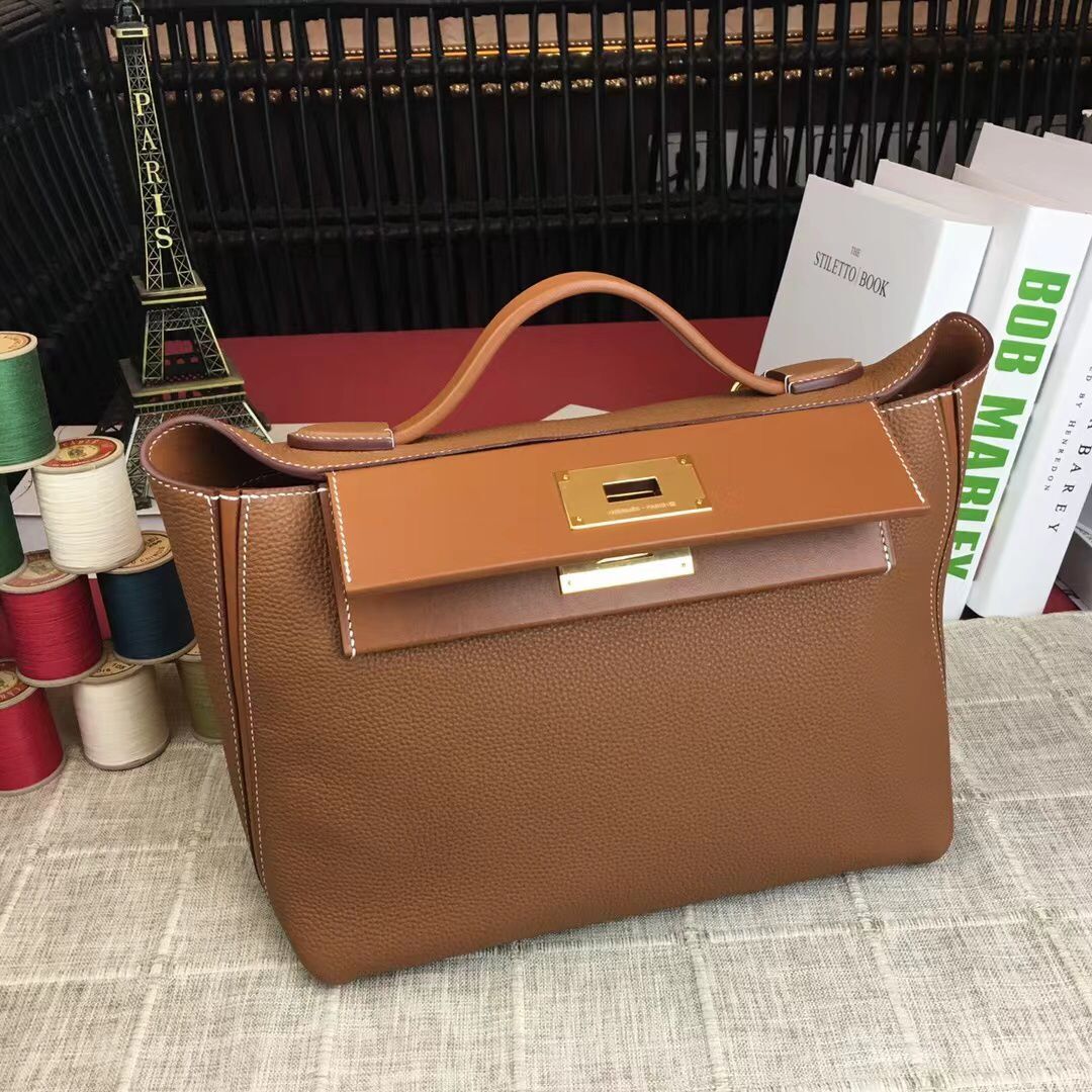Hermes Kelly Original togo Leather Tote Bag H2424 Brown Hermes Kelly Original togo Leather Tote Bag H2424 Brown